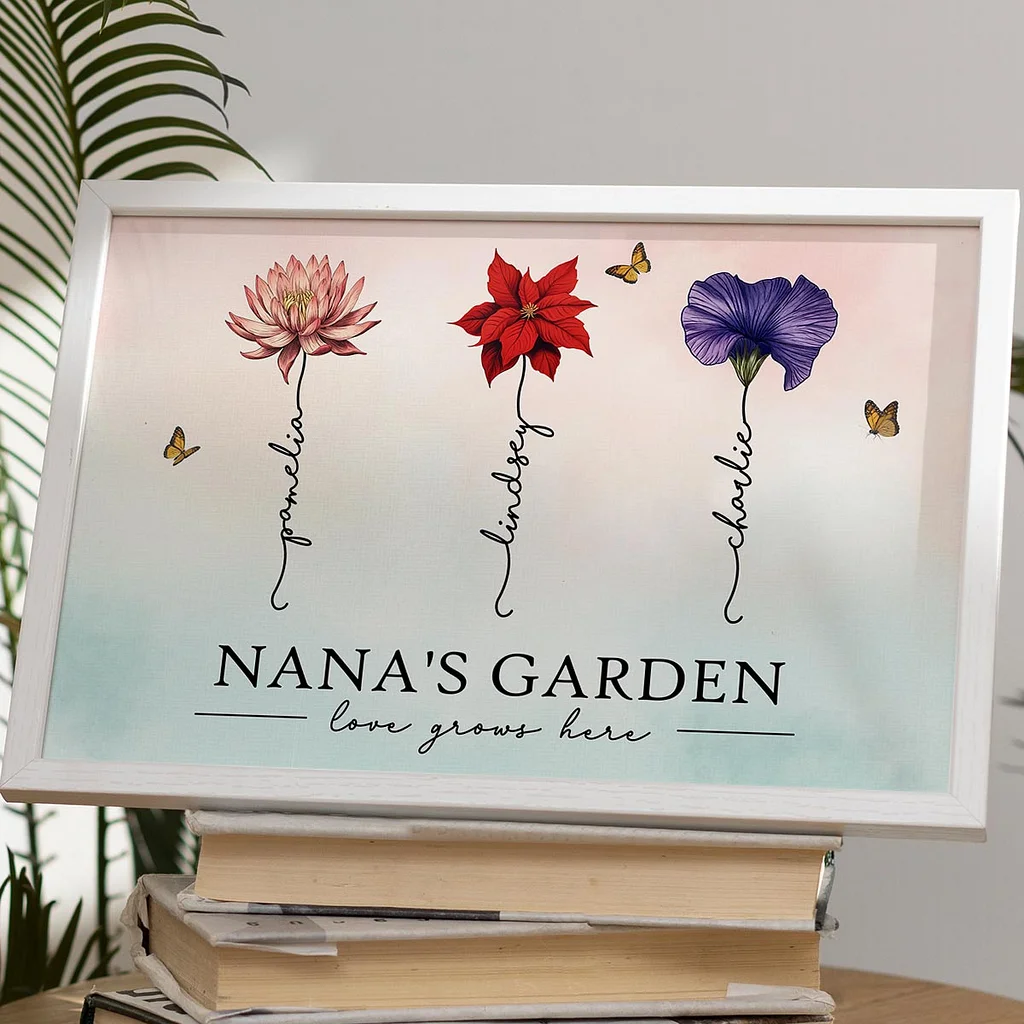 Grandma‘s Garden Love Grows Here Beautiful Birth Month Flowers Personalized Poster