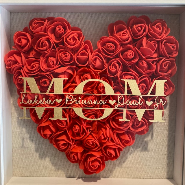 Heart Roses Shadow Box for Mama Mother’s Day