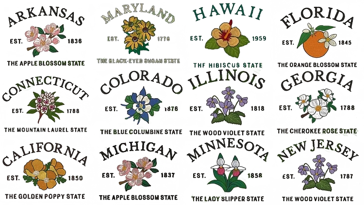 CUSTOM EMBROIDERED STATE FLOWER SWEATSHIRT