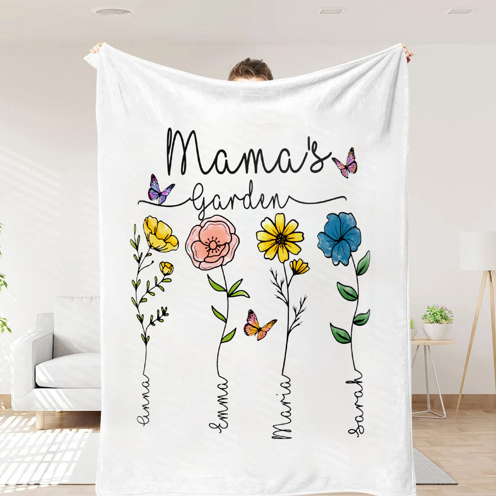 Custom Mom/Grandma's Garden Birth Month Flower Blanket