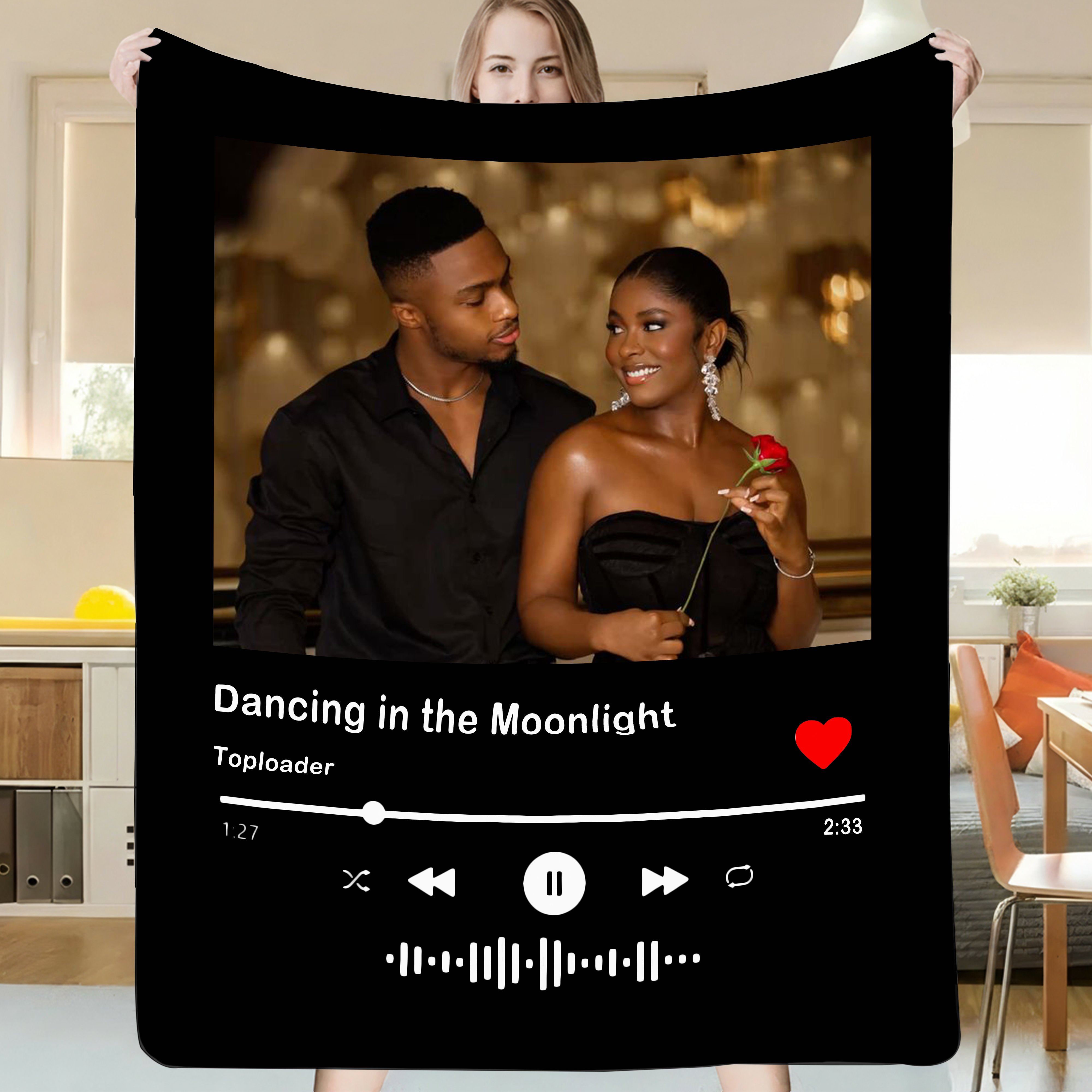 Custom Music Blanket Photo Blanket Gift for Couple Family