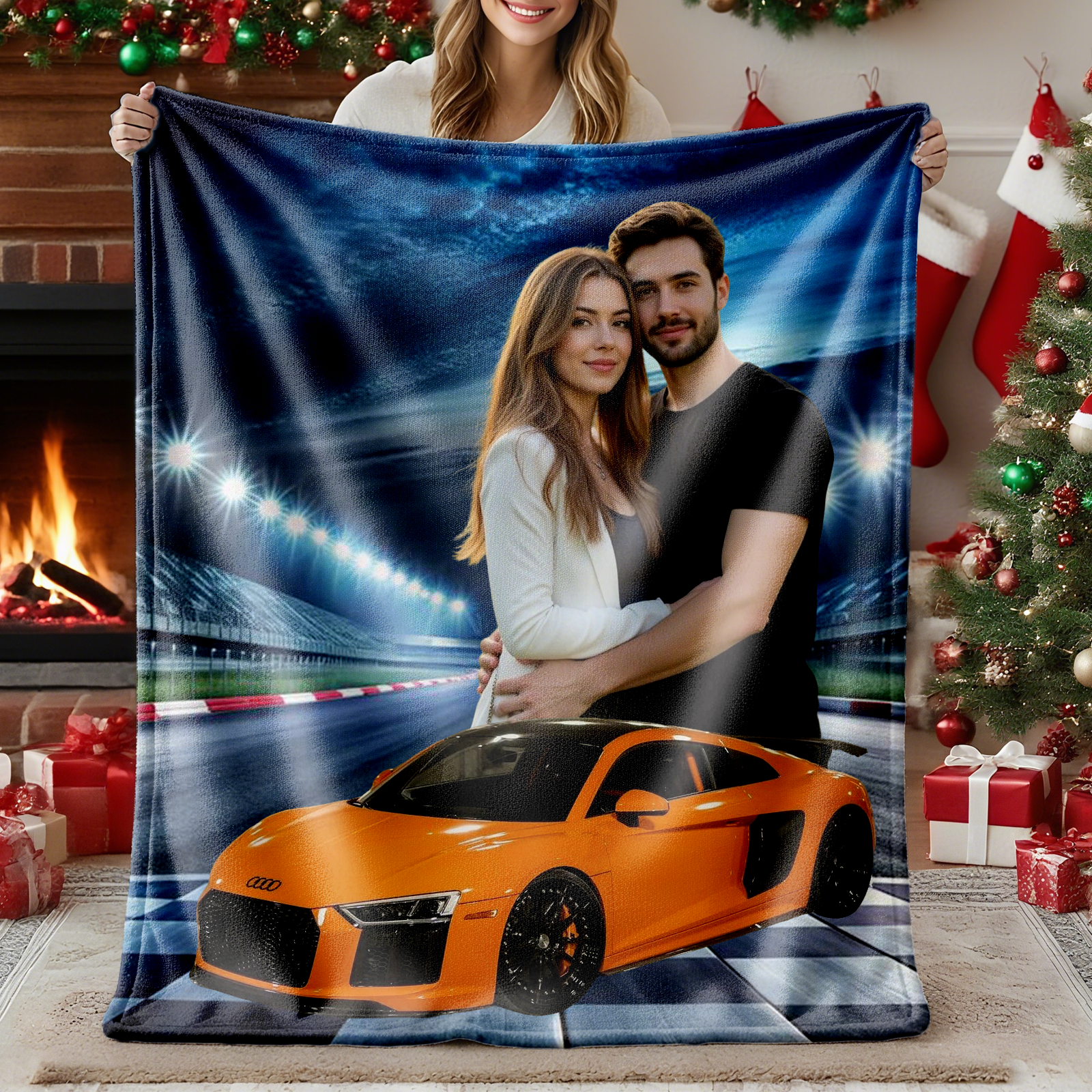 Custom Car Photo Blanket Couple Photo Blanket