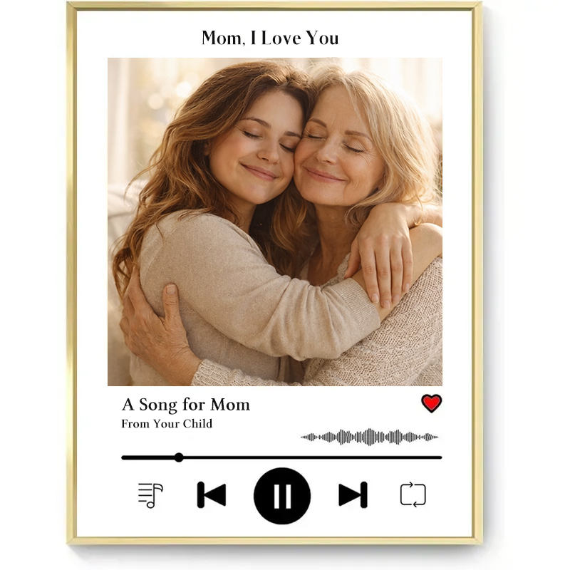 Personalized Mother's Day Song & Photo Poster - Custom Heartbeat Melody Wall Art - Printable Mom Gift from Daughter, Son, Grandkids