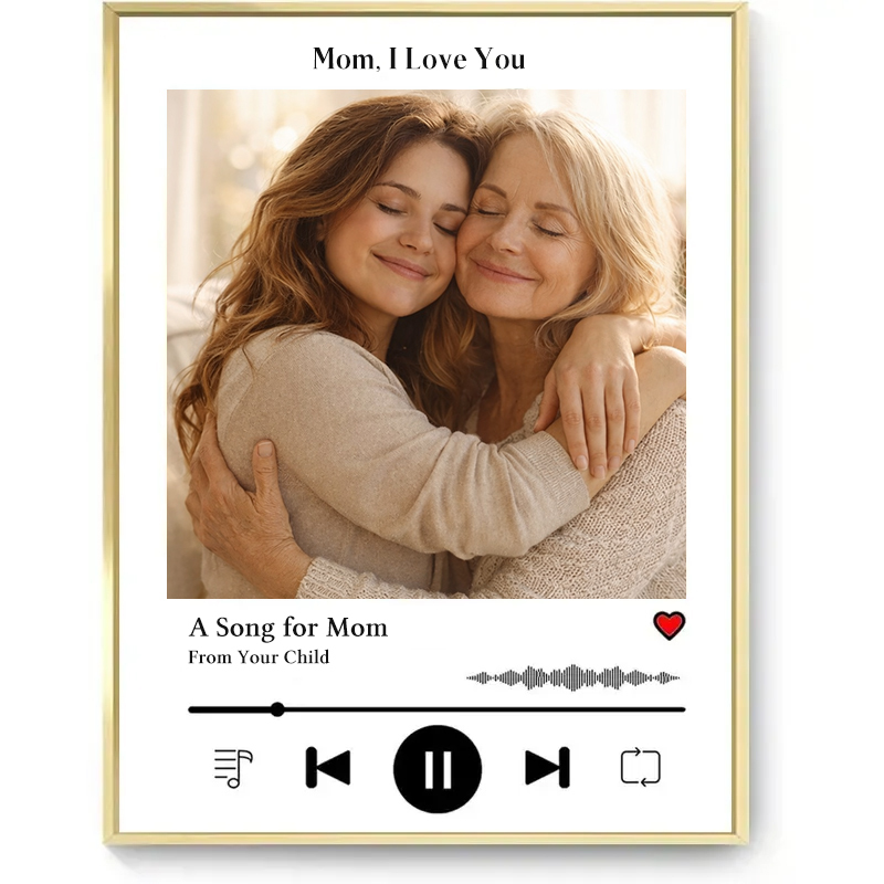 Personalized Mother's Day Song & Photo Poster - Custom Heartbeat Melody Wall Art - Printable Mom Gift from Daughter, Son, Grandkids