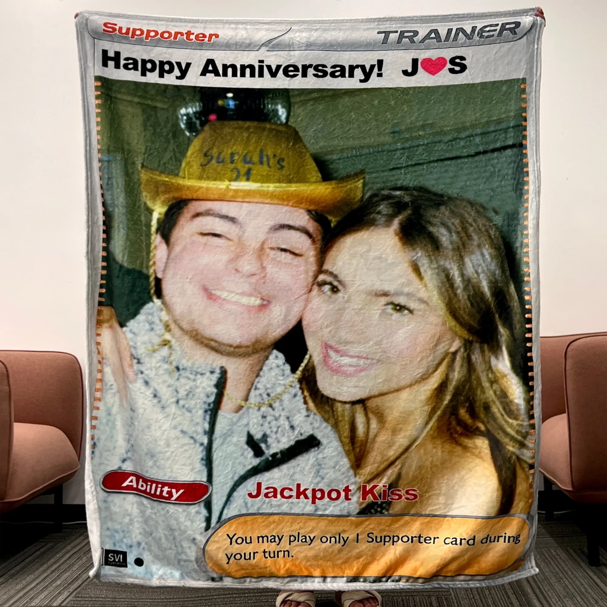 Personalized Couple Photo Card Blanket