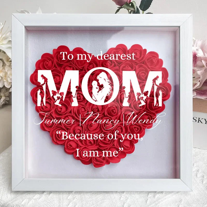 Cozy Motherhood Moments - MOM Embrace Baby Flower Shadow Box, Creative Mother's Gift