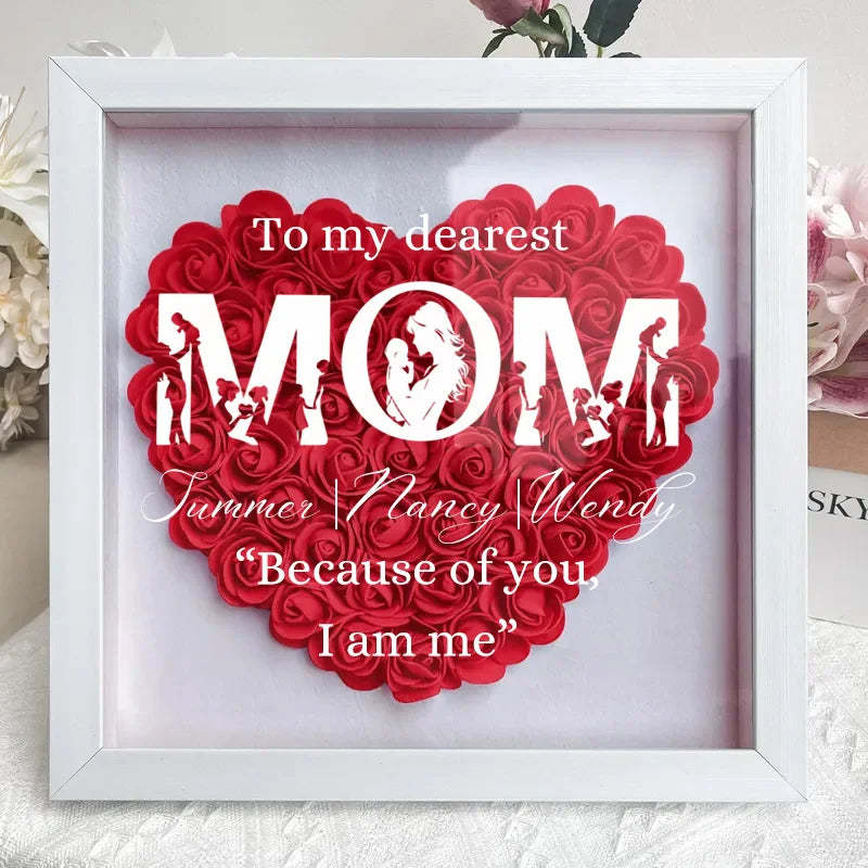 Cozy Motherhood Moments - MOM Embrace Baby Flower Shadow Box, Creative Mother's Gift