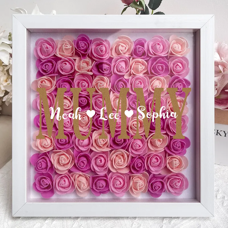 Personalized Flower Heart Shadow Box for Mummy, Mother's Day Gift, Mum
