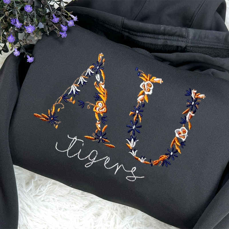 Custom College Sweatshirts with Trendy Floral Embroidery and University Name Designs