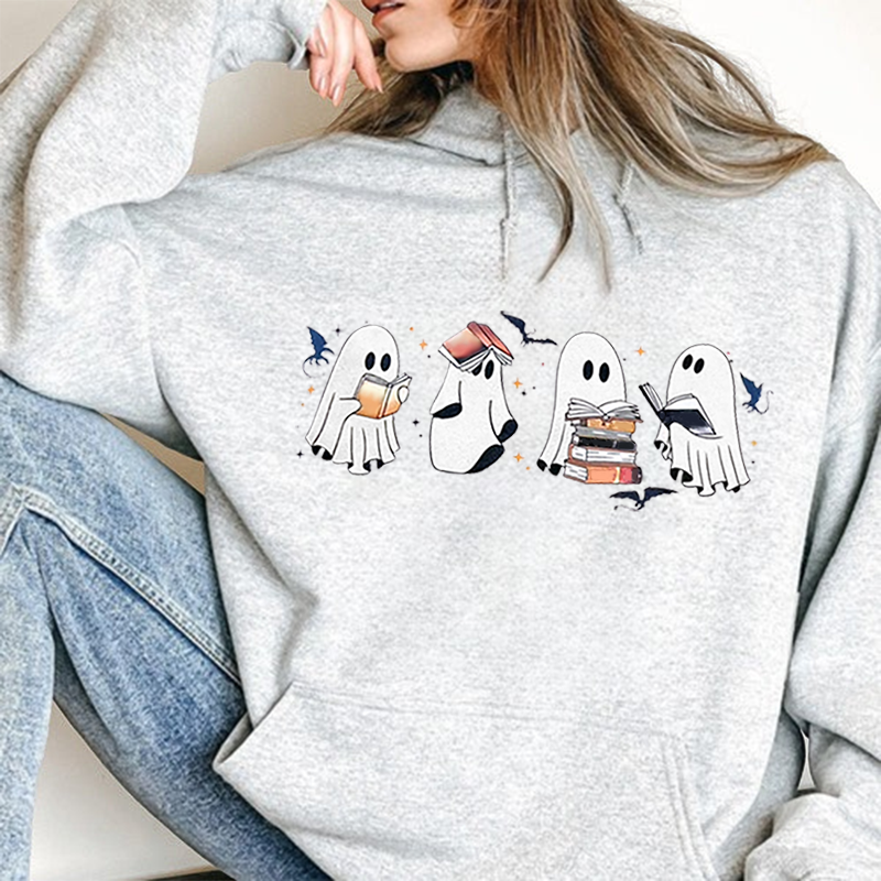  Cute Reading Ghosts Hoodie – Cozy Up with Your Favorite Spooky Bookworms