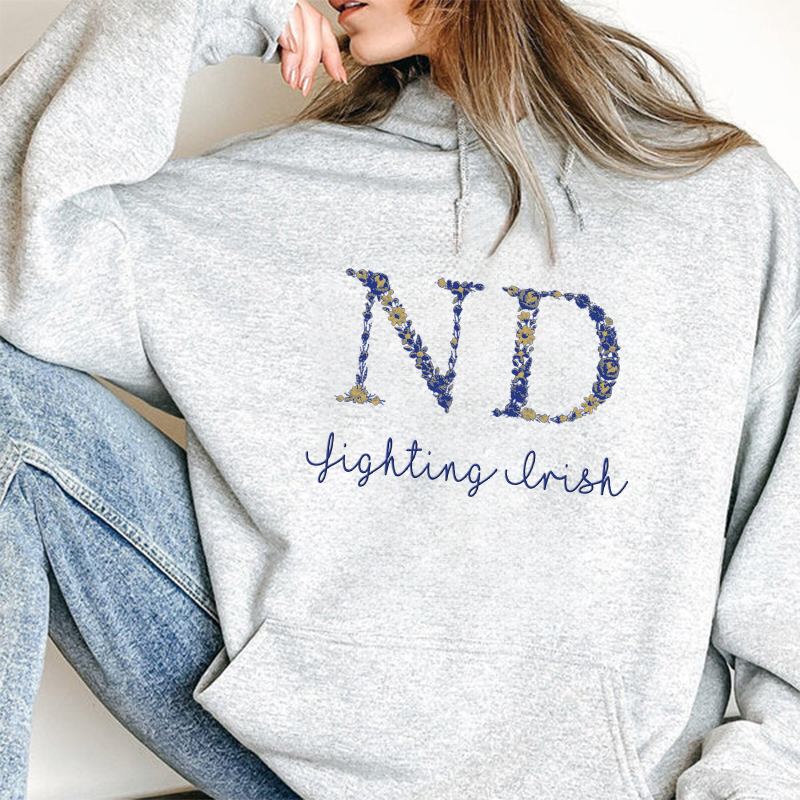 Customized Notre Dame Fighting Irish Football Sweatshirts With Trendy Floral Embroidery