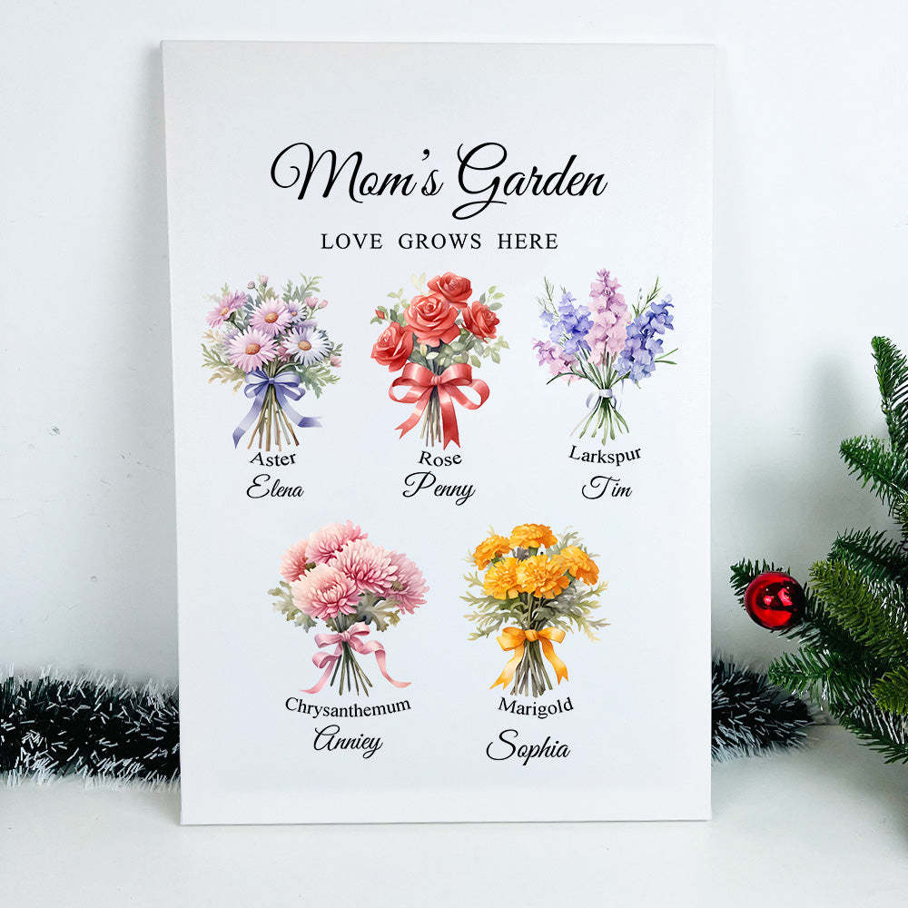 50%OFF⭐️Birth Month Flower Bouquet Names Customized Print Frame