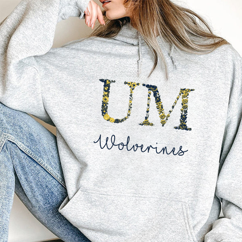Customized Michigan Wolverines Football Sweatshirts With Trendy Floral Embroidery