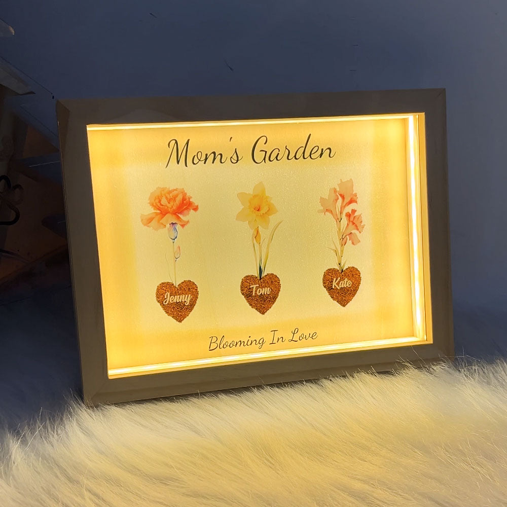 50% OFF⭐️Birth Month Flower Heart Names Customized Frame Light Box