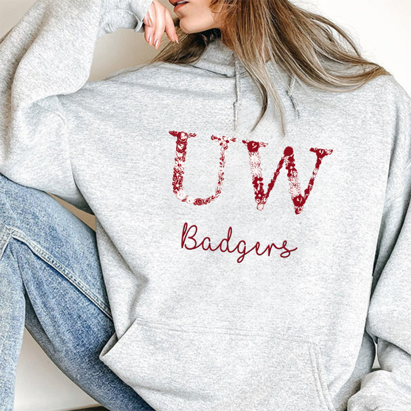 Customized Wisconsin Badgers Football Sweatshirts With Trendy Floral Embroidery