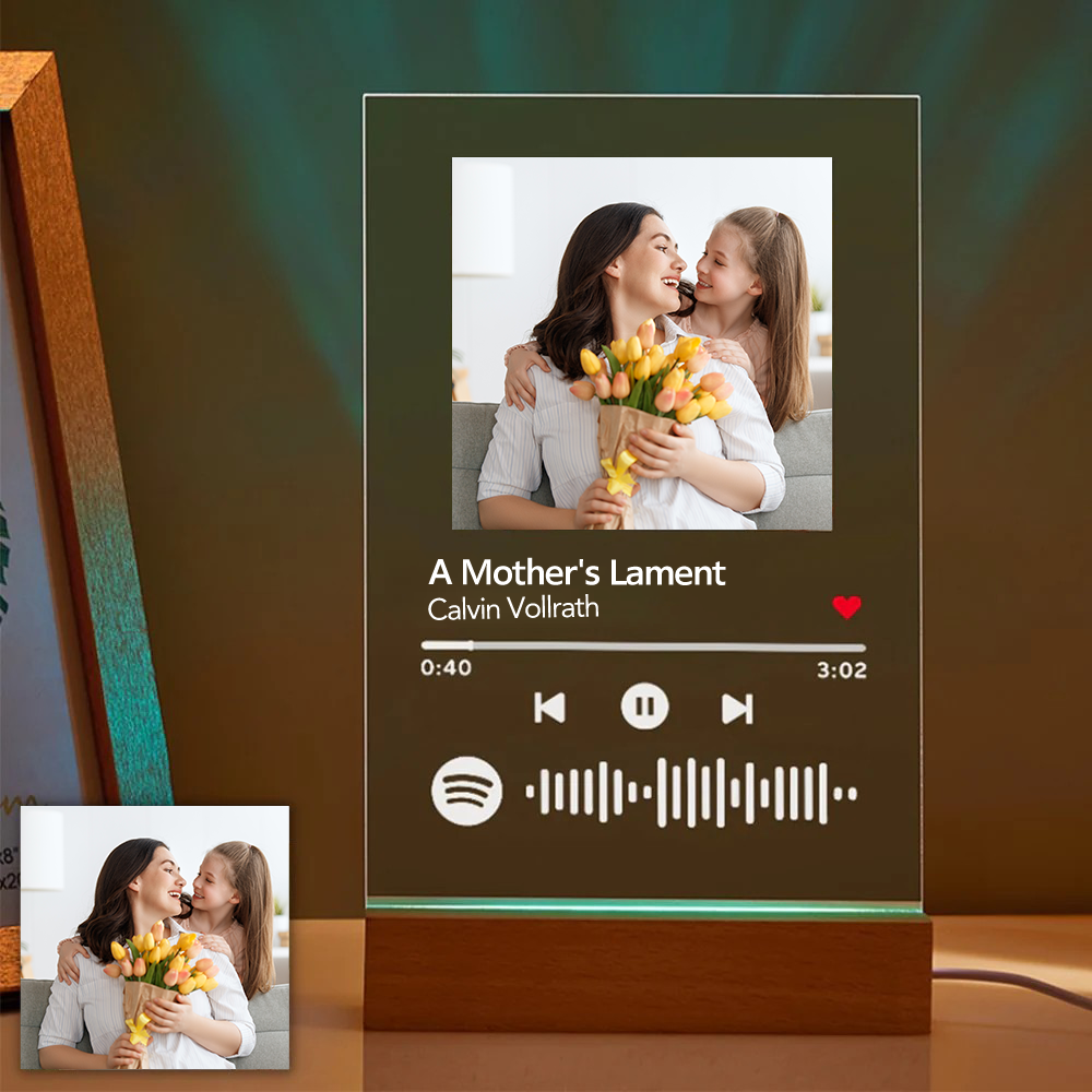 Customizable Photo Music Plaque Night Light | Mother's Day Gifts