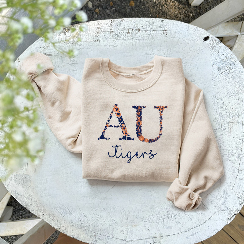 Customized Auburn Tigers Football Sweatshirts With Trendy Floral Embroidery