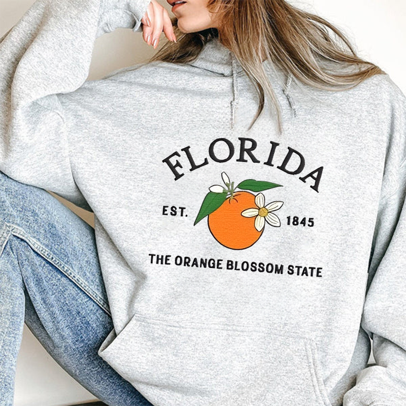 CUSTOM EMBROIDERED FLORIDA FLOWER SWEATSHIRT