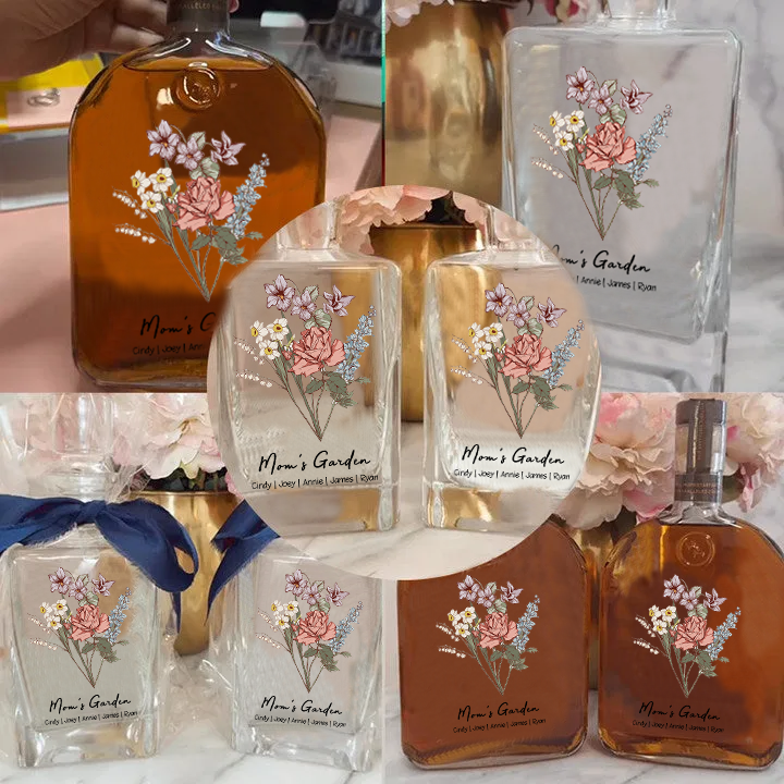 Custom Whiskey Bottles With Birth Flowers