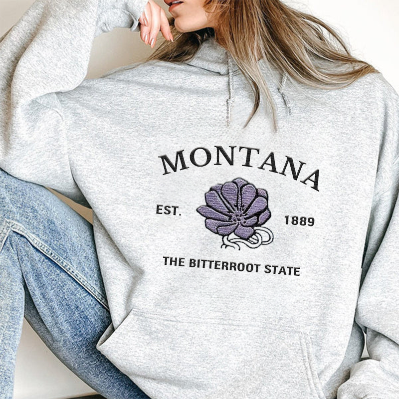 CUSTOM EMBROIDERED MONTANA FLOWER SWEATSHIRT