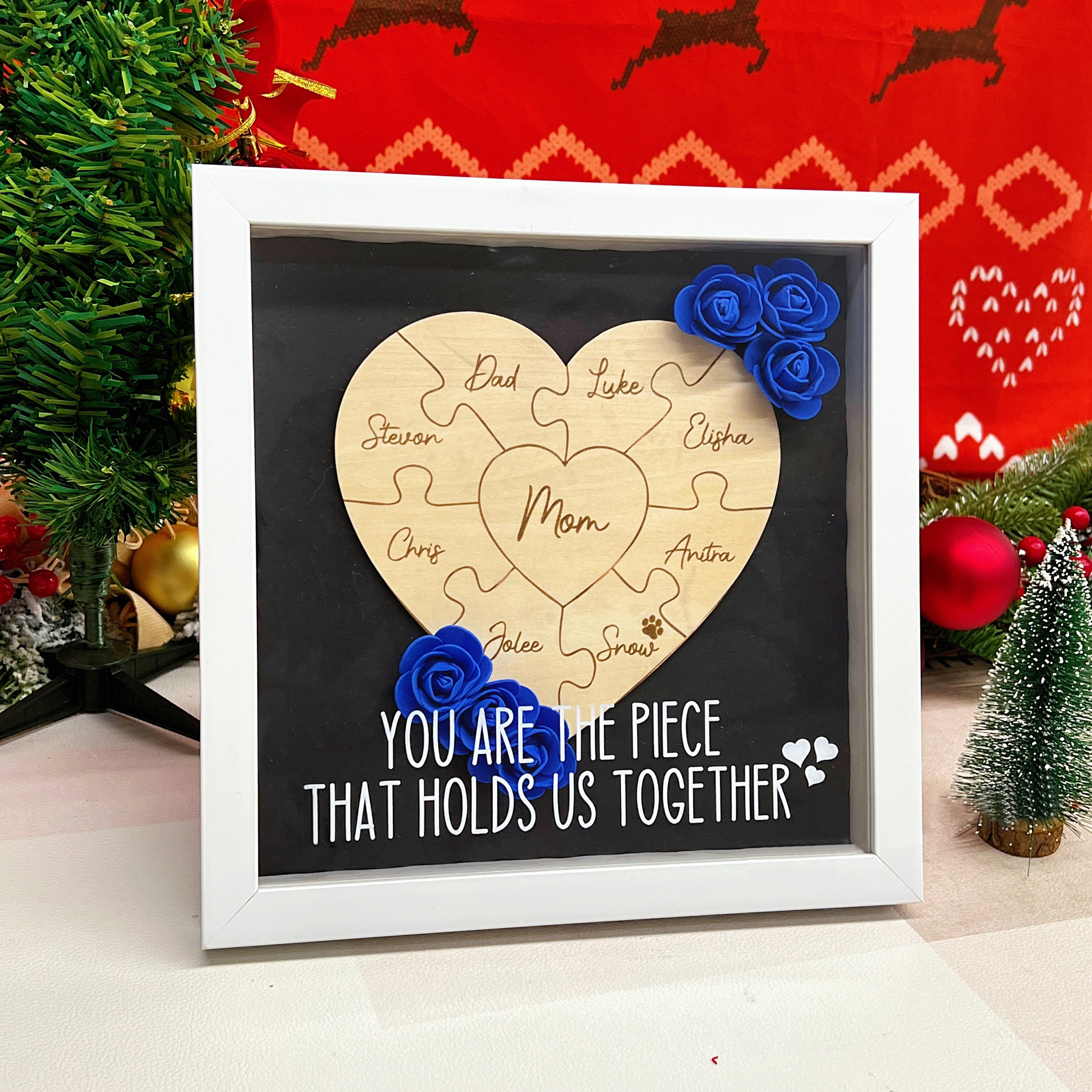 Personalized Mom Flower Puzzle Piece Box