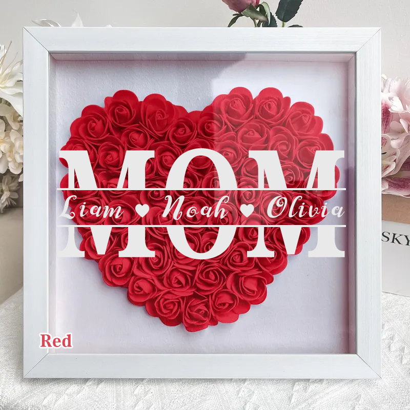 Mom We Love You Personalized Flower Shadow Box Gift for Mother's Day