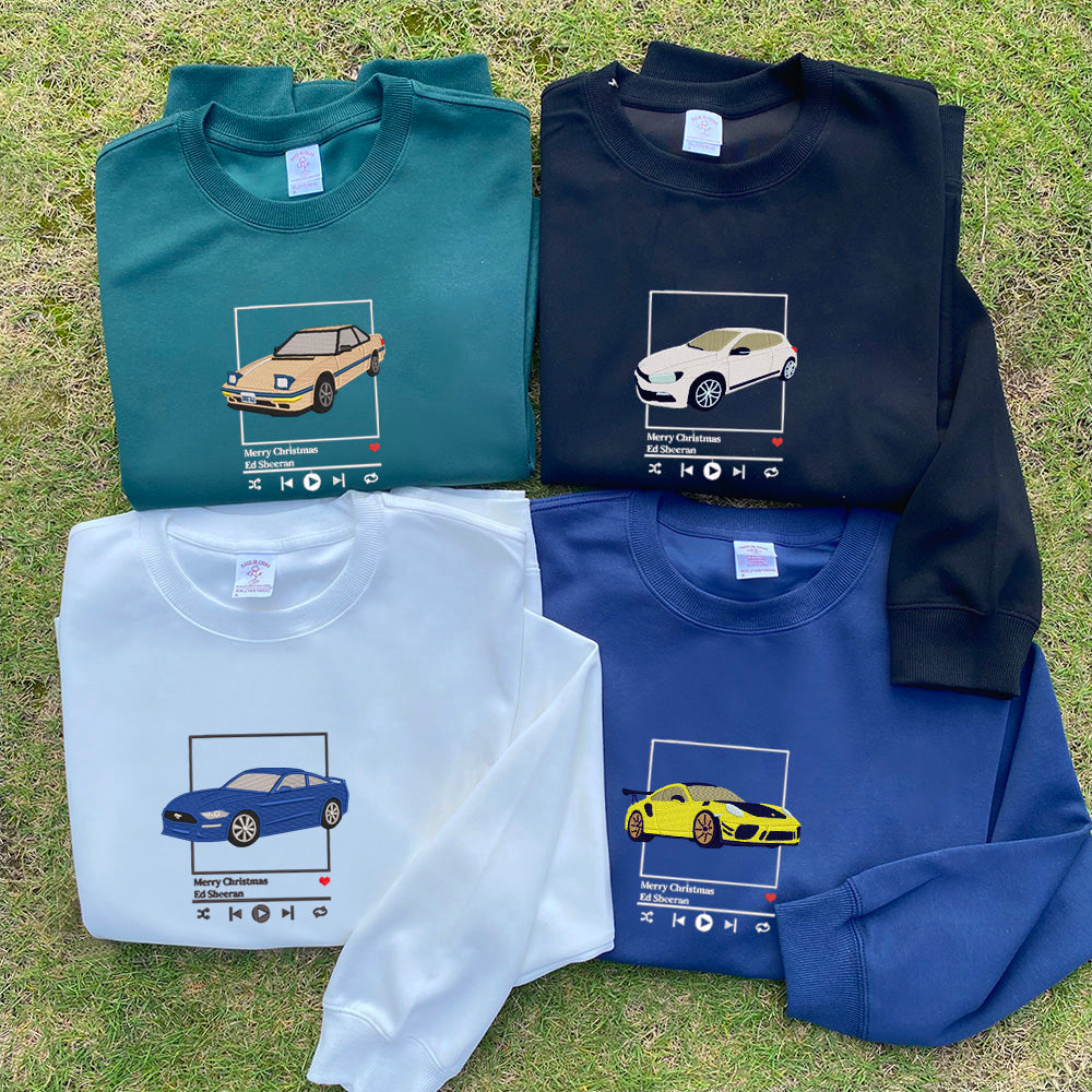 Custom Car Music Player Embroidered Hoodie