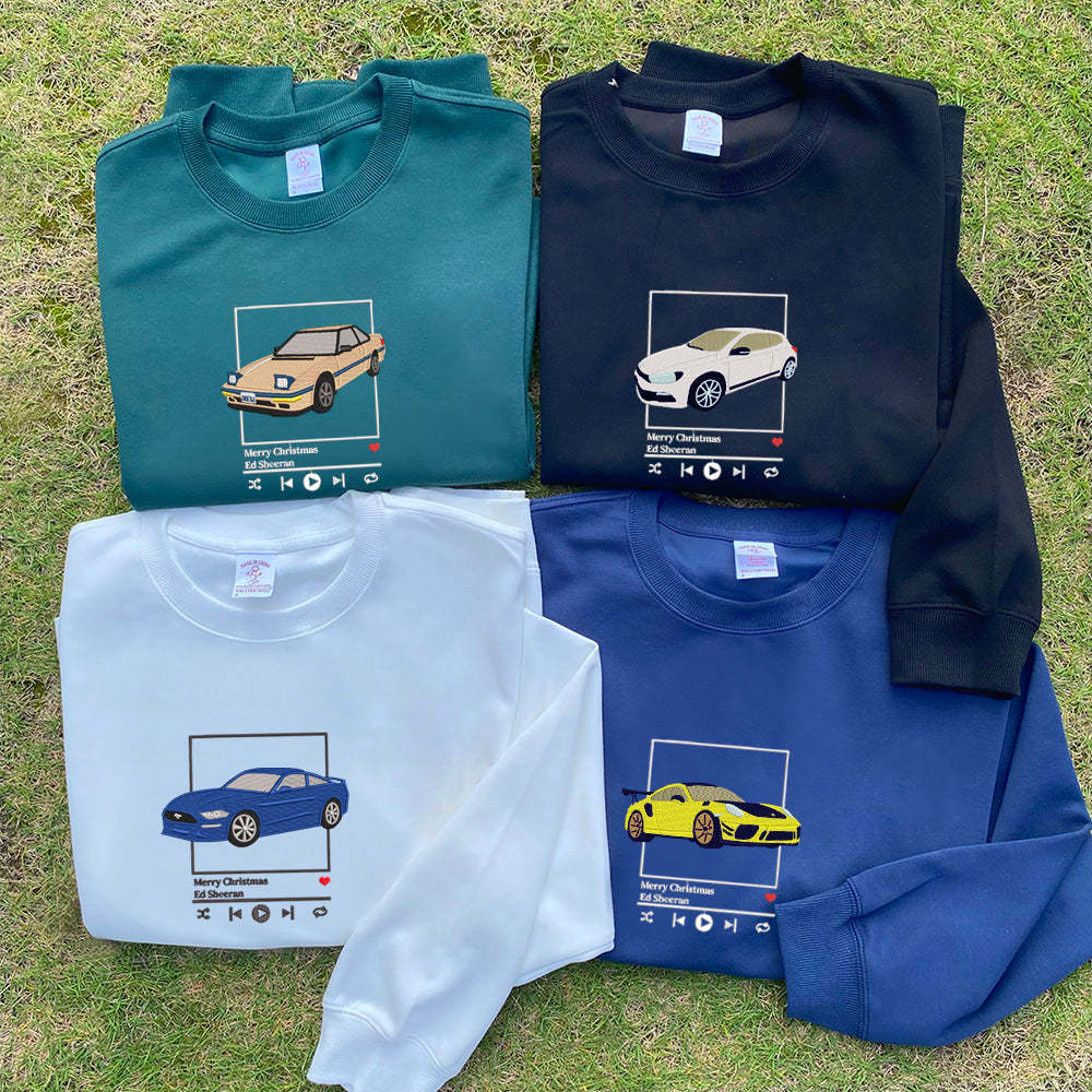 Custom Car Music Player Embroidered Hoodie