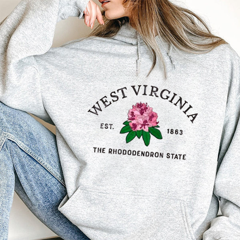 CUSTOM EMBROIDERED WEST VIRGINIA FLOWER SWEATSHIRT