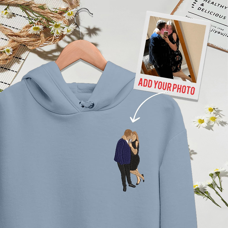 Custom Embroidered Portrait Sweatshirt - Thoughtful Couple's Gift