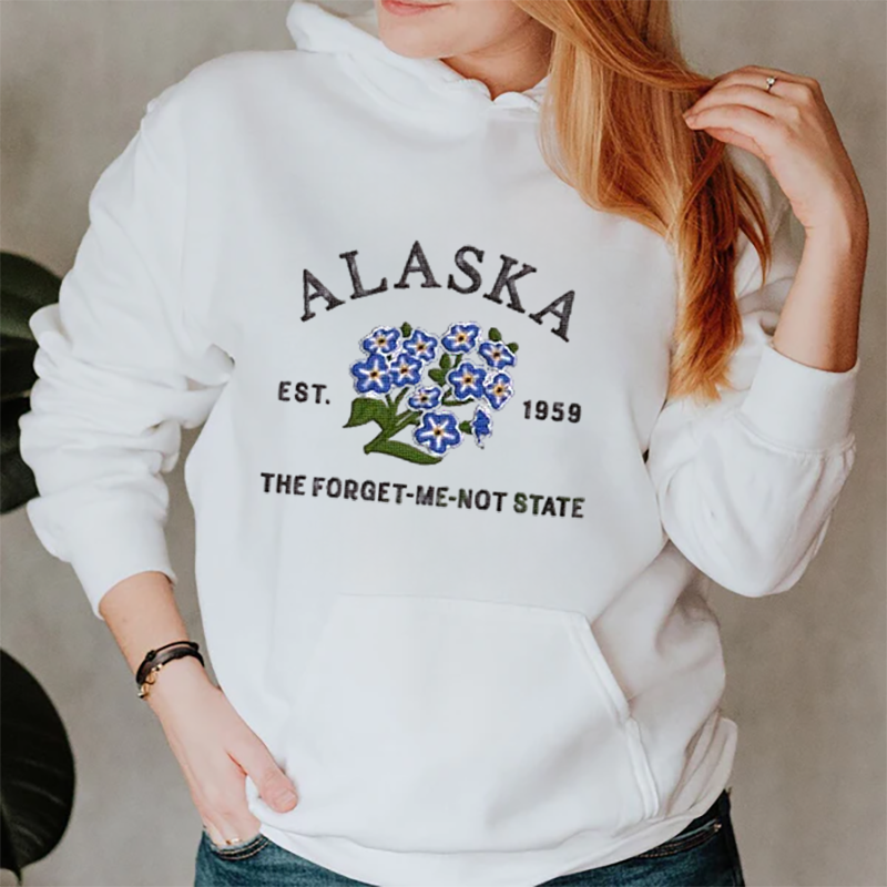 CUSTOM EMBROIDERED ALASKA FLOWER SWEATSHIRT