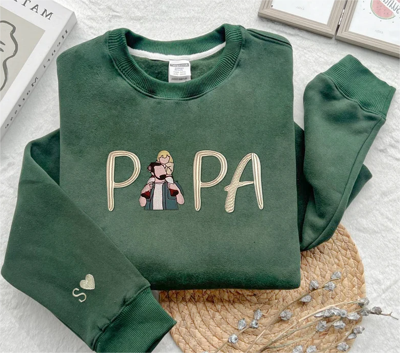 Personalized Papa Embroidered Sweatshirt, Father's Day Sweatshirt, Personalized Dad Portrait Shirt, Fathers Day Gifts, Dad Birthday Gifts