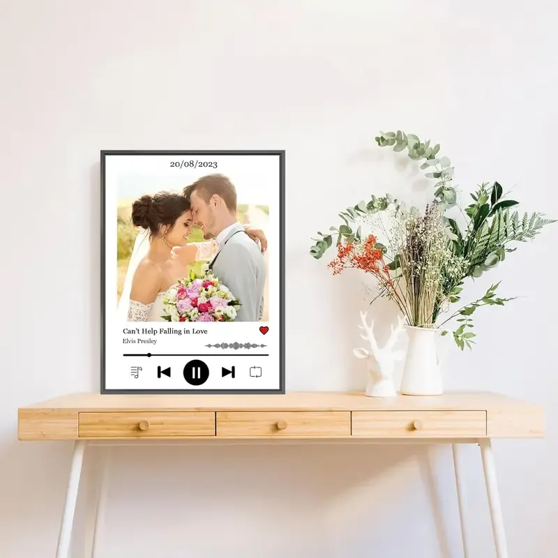 Personalized Favorite Song with Photo Printable Poster Wall Art Customized Engagement Present Anniversary Couple Frame Gift