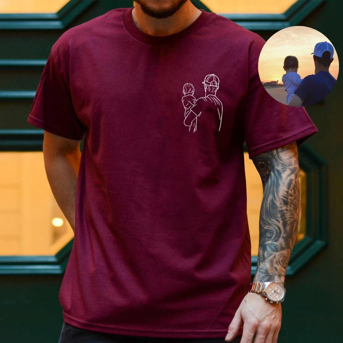 Custom Photo Portrait Printing Shirt - Gift For Dad