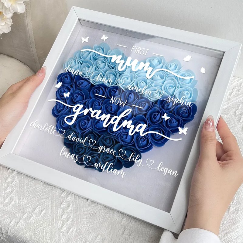 First Mum Now Grandma - Personalized Flower Shadow Box