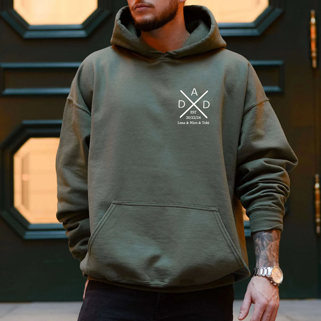 Personalised DAD Hoodie Sweatshirt T-shirt with the Child's Names and EST Father's Day Gift