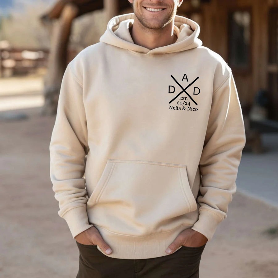 Personalised DAD Hoodie Sweatshirt T-shirt with the Child's Names and EST Father's Day Gift