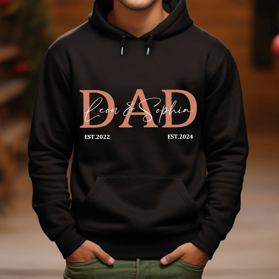 Personalised DAD Hoodie Sweatshirt with Kid's Names Father's Day Gift Cool Dad Gift