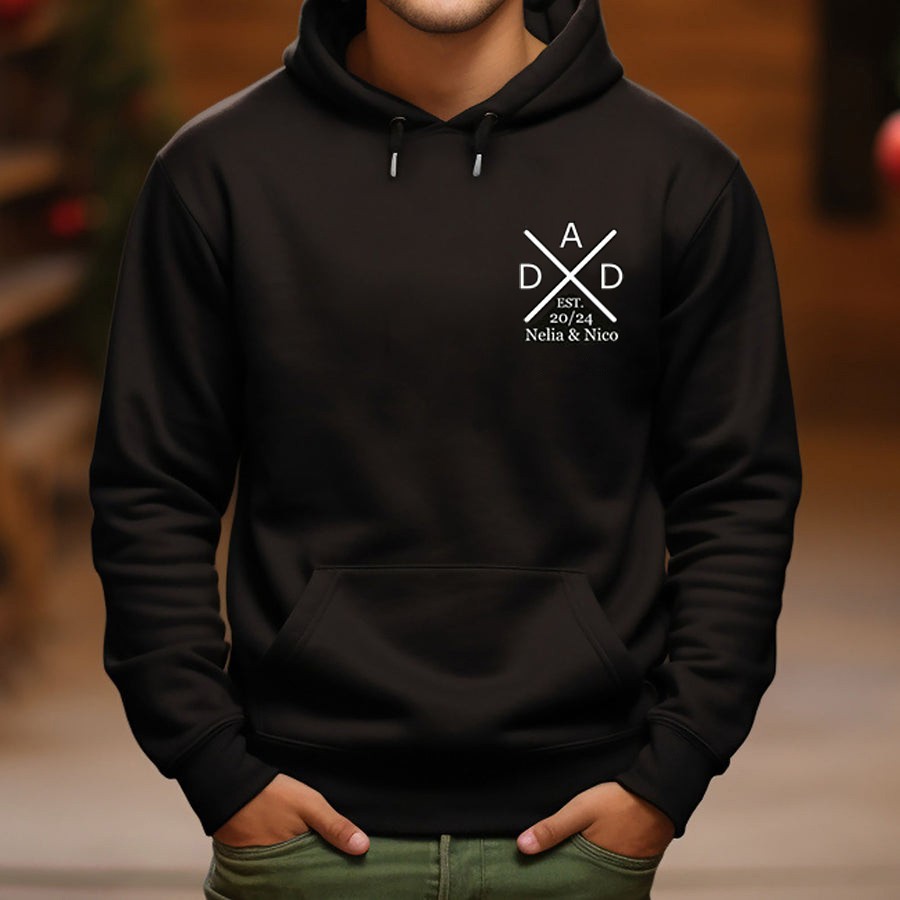 Personalised DAD Hoodie Sweatshirt T-shirt with the Child's Names and EST Father's Day Gift