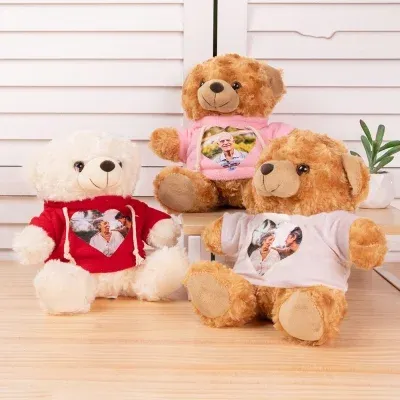 Personalized Memory Bear with Photo, Custom Heart Picture Teddy Bear, Remembrance Bear Plush Stuffed Animal, Memorial Gift, Celebration of Life Gift