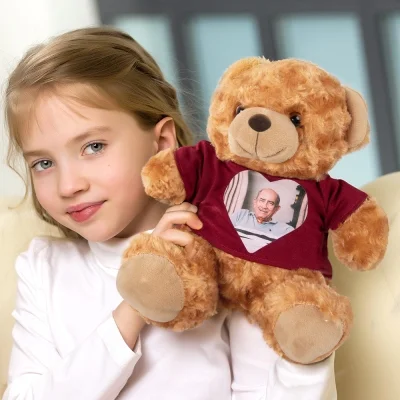 Personalized Memory Bear with Photo, Custom Heart Picture Teddy Bear, Remembrance Bear Plush Stuffed Animal, Memorial Gift, Celebration of Life Gift