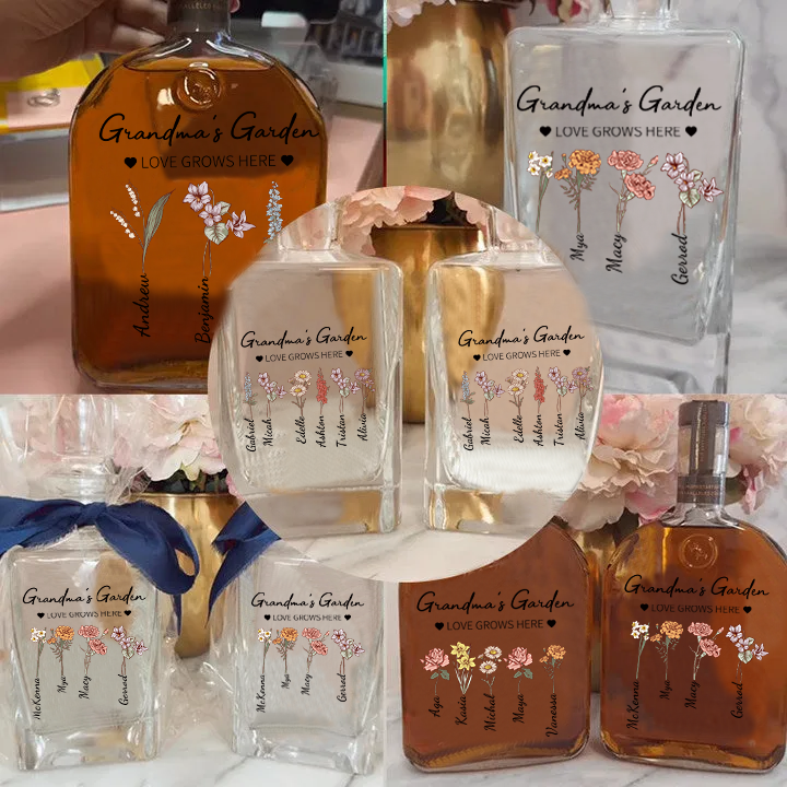 Custom Whiskey Bottles With Month Flowers