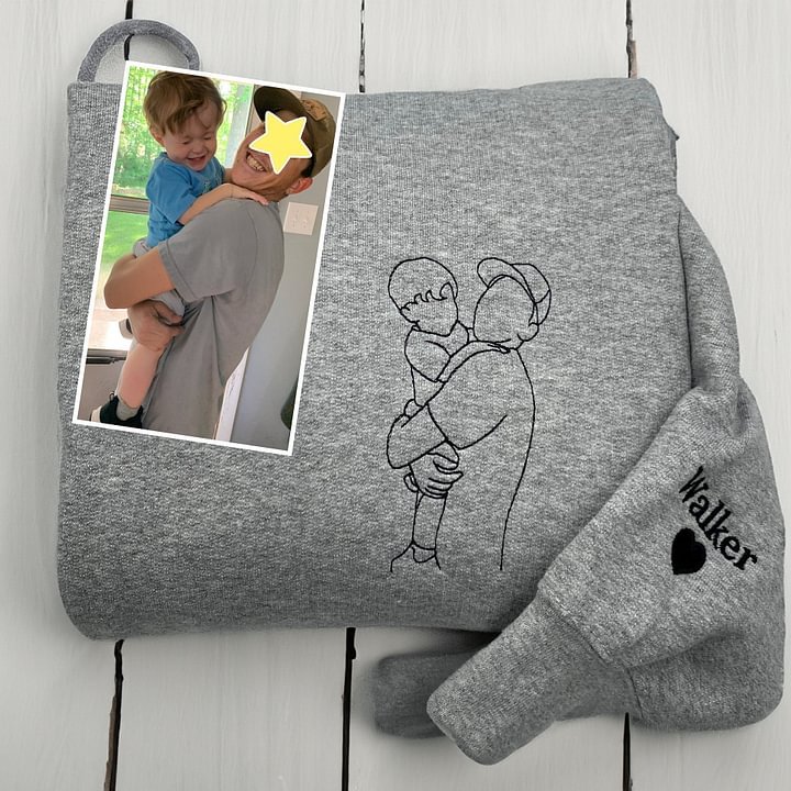 Unique Personalized Embroidered Portrait Sweatshirt Gift for Dad
