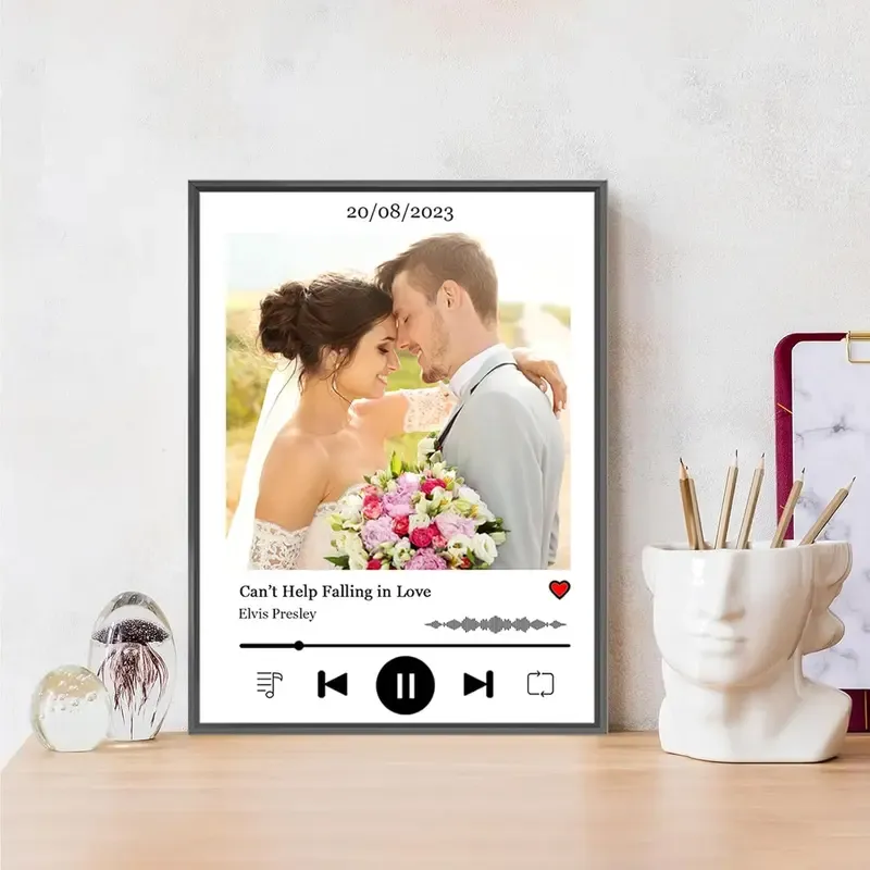 Personalized Favorite Song with Photo Printable Poster Wall Art Customized Engagement Present Anniversary Couple Frame Gift