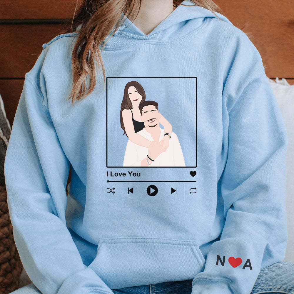 Personalized Couple Faceless Portrait With Song Printed Crewneck