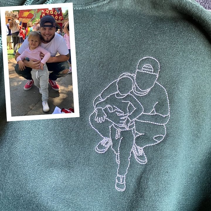 Unique Personalized Embroidered Portrait Sweatshirt Gift for Dad
