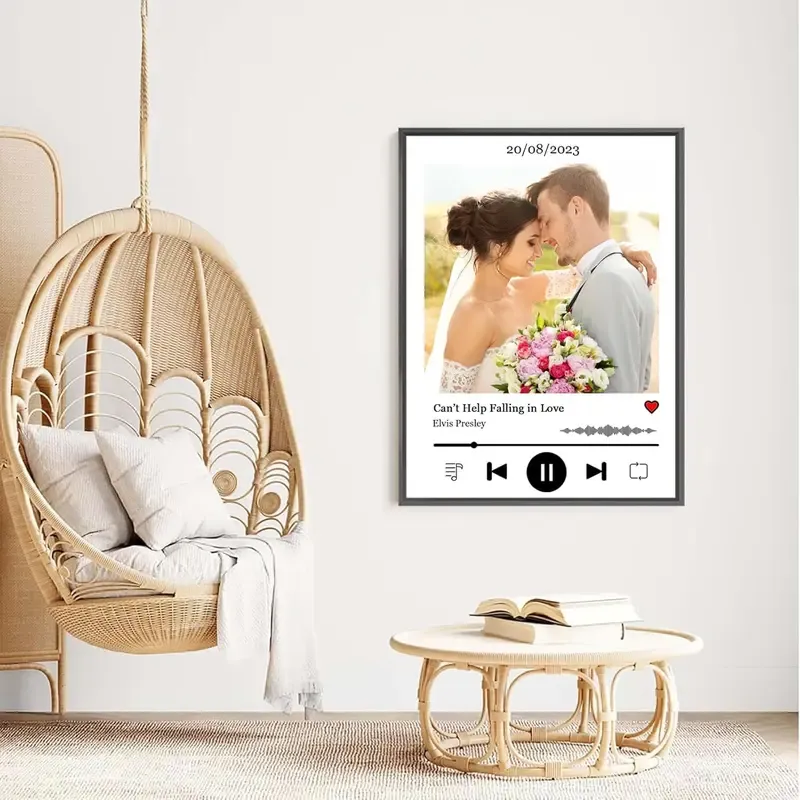 Personalized Favorite Song with Photo Printable Poster Wall Art Customized Engagement Present Anniversary Couple Frame Gift