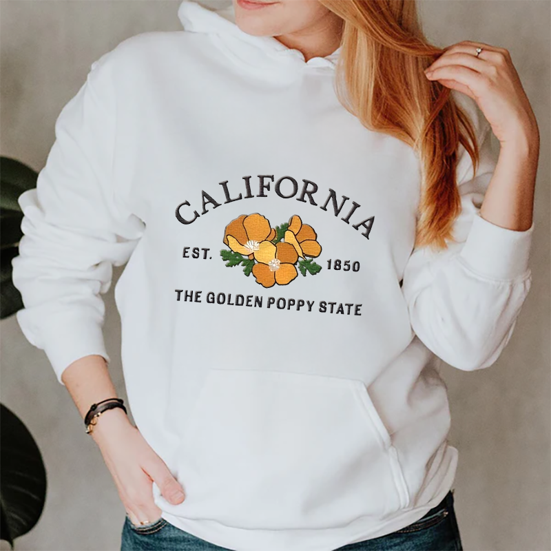 CUSTOM EMBROIDERED CALIFORNIA FLOWER SWEATSHIRT