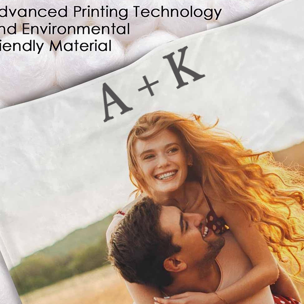 Custom Pictures Blanket Personalized 1 Photo Throw Blanket with Name Text 