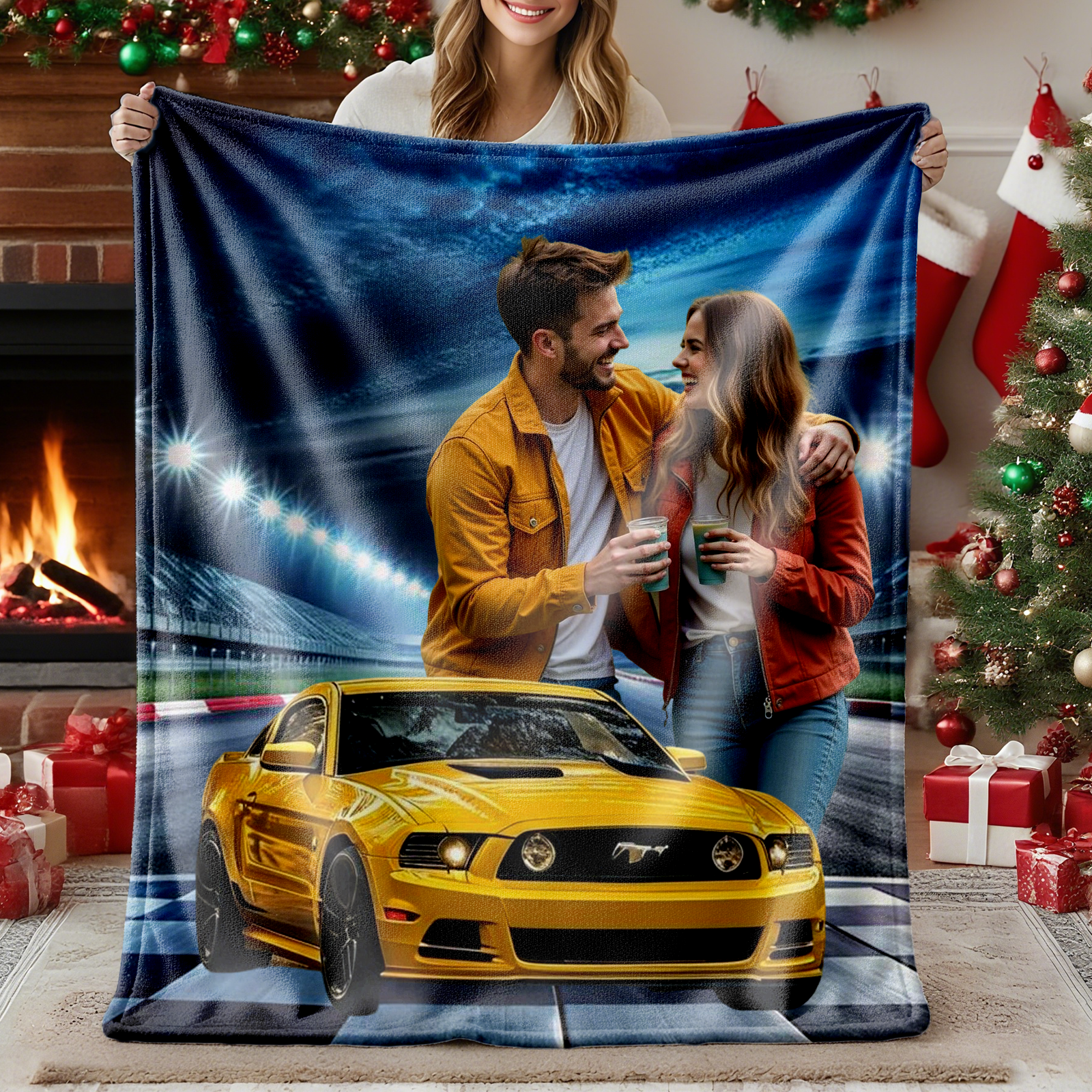 Custom Car Photo Blanket Couple Photo Blanket